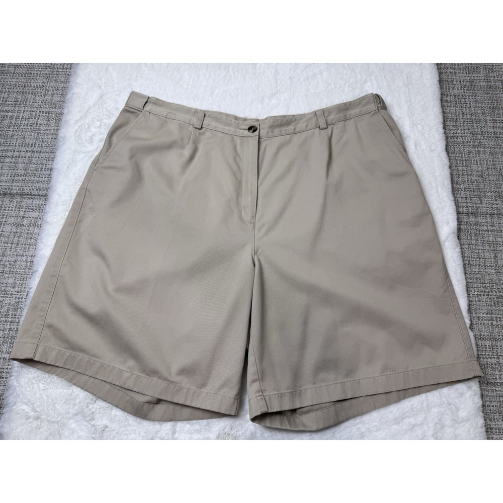 LL Bean Original Fit Bermuda Shorts Womens Size 20W Pockets Khaki‎ 100% Cotton